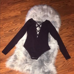 Chaser Quadrablend L/S Criss Cross Bodysuit Purple